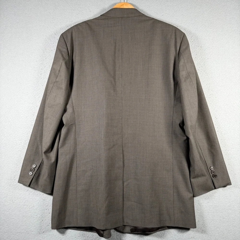 Brooks Brothers 346 Mens 48 LG Stretch Wool Blazer Brown Houndstooth‎ Sport Coat